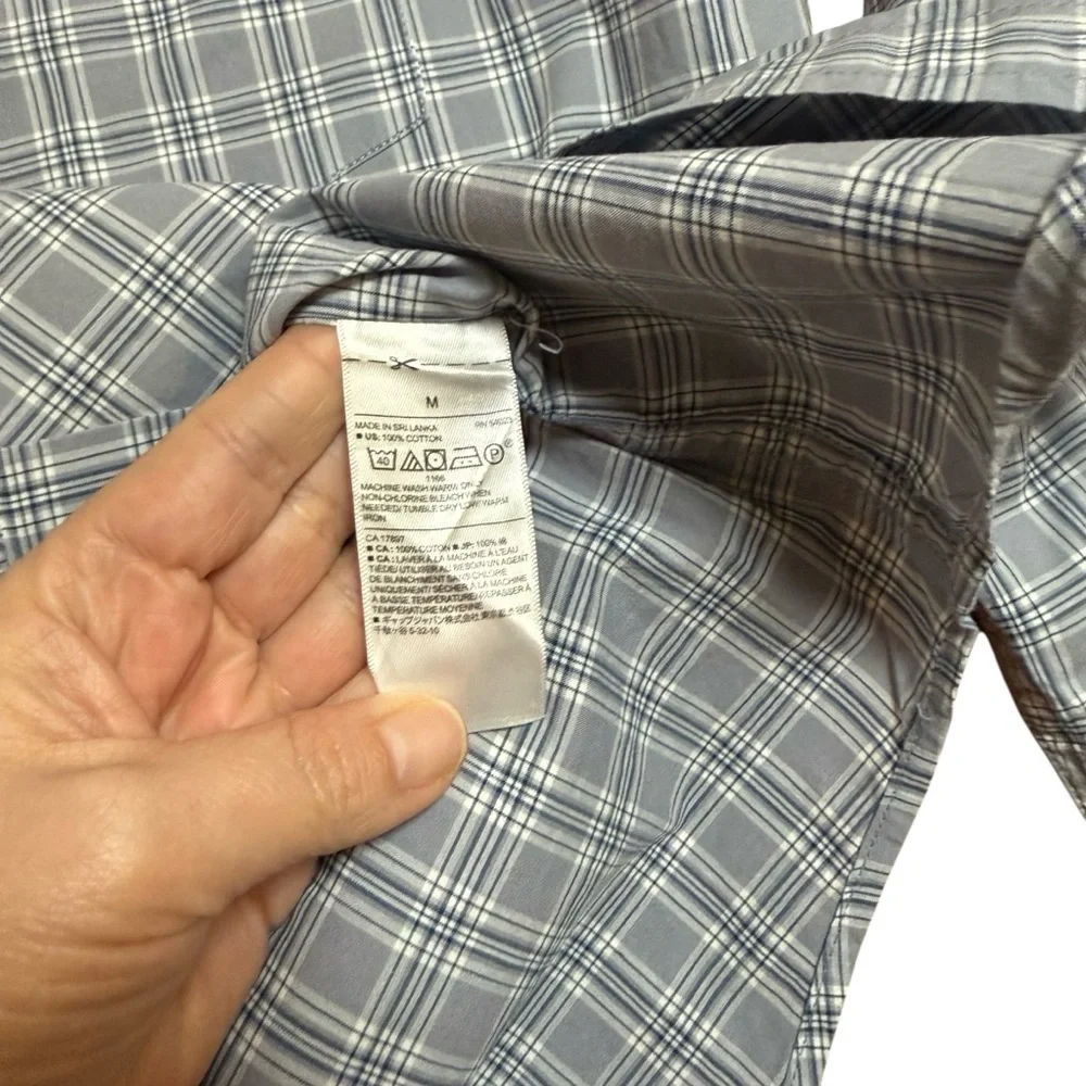 Banana Republic Men’s Gray Plaid Untucked Fit Long Sleeve Button Down Shirt -M